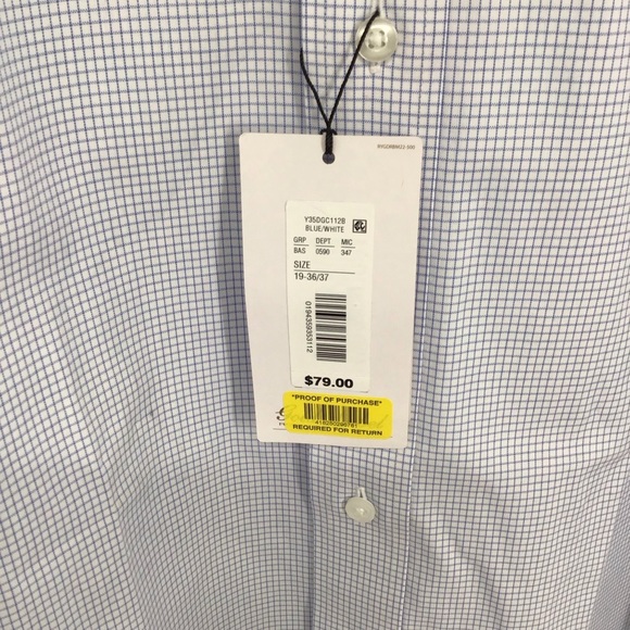 Gold Label Round Tree & York No-Iron Button-Down Check Shirt NWT Size 19-36/37 - Picture 6 of 9